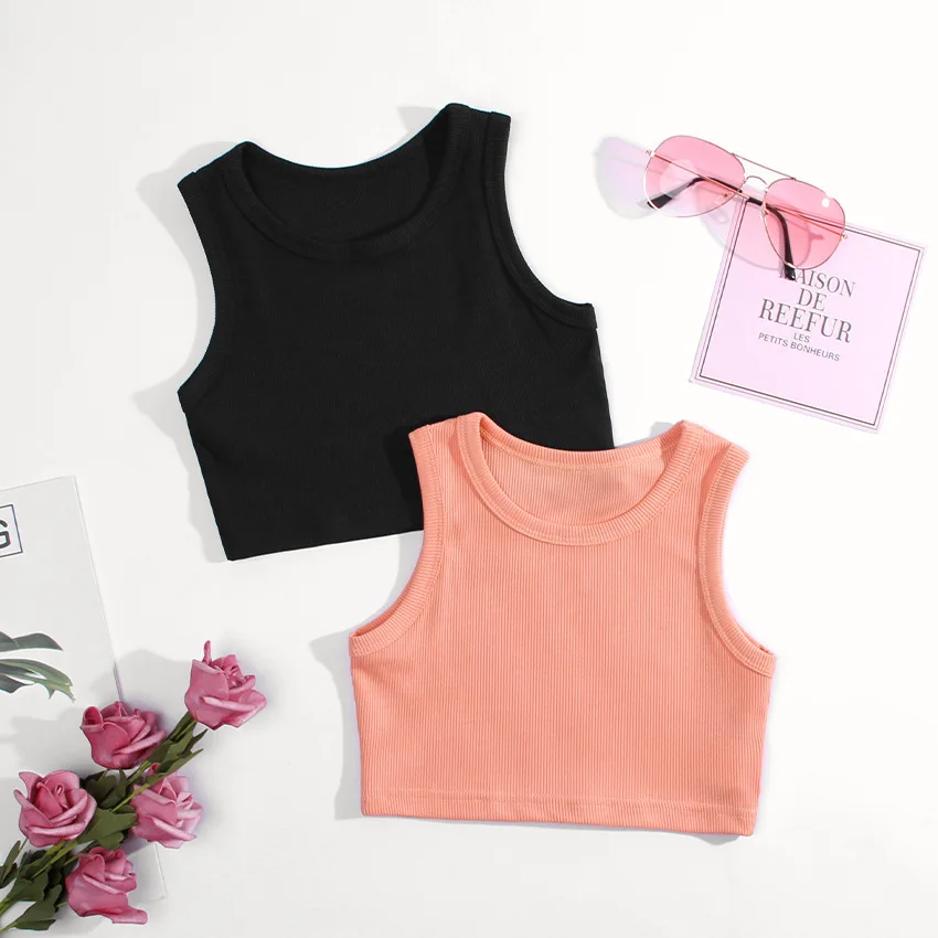 Summer Clothing Newborn - 夏の女の子の下着ノースリーブシャツ子供のための Tシャツジャズベビータンクトップ子供キャミソール幼児肌着服