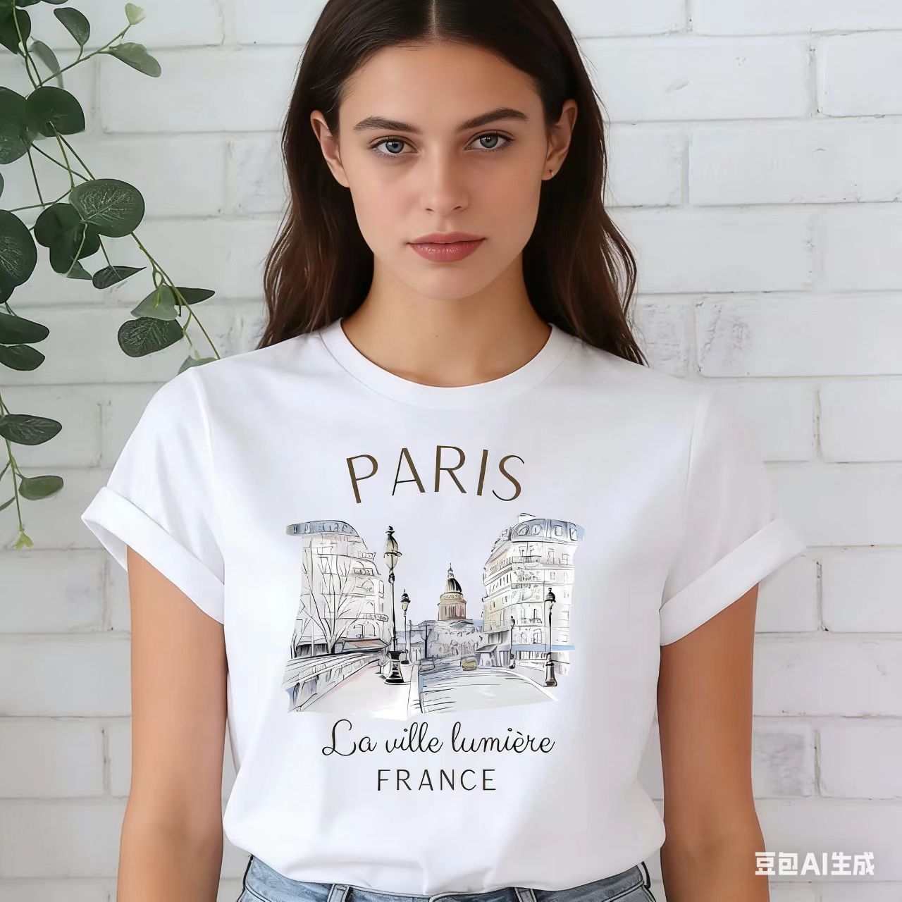 Summer Clothing In Paris - フランスパリ都市建築プリント白 90 年代 T シャツ婦人服 O