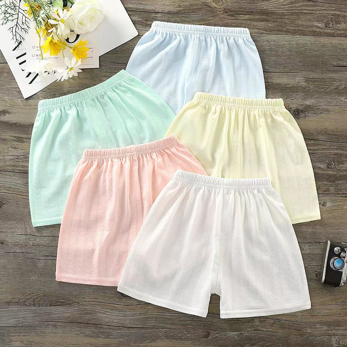 Summer Clothing Newborn - 新生児用の柔らかい綿のサマーショーツ,男の子と女の子用のカジュアルスポーツショーツ,伸縮性のあるバンド付き