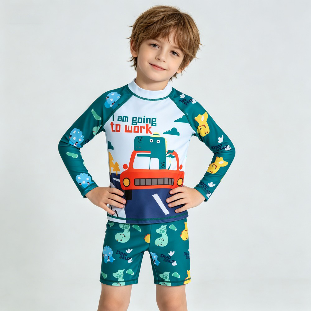 Rash Guard Long Sleeve - 2 個キッズ長袖水着セット男の子女の子漫画ラッシュガード水着日焼け防止ビーチウェア子供幼児用