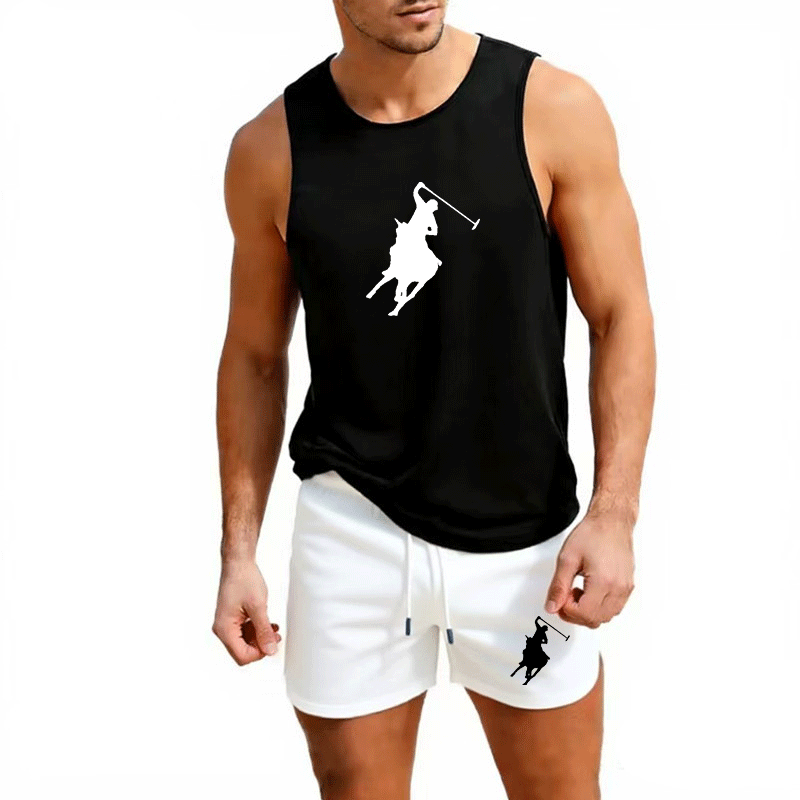 Summer Clothing Trends - ヨーロッパメンズサマーベスト＆ショーツセット 2ピース アウトドアジョギング アスレチックスポーツウェア ファッション トレンド