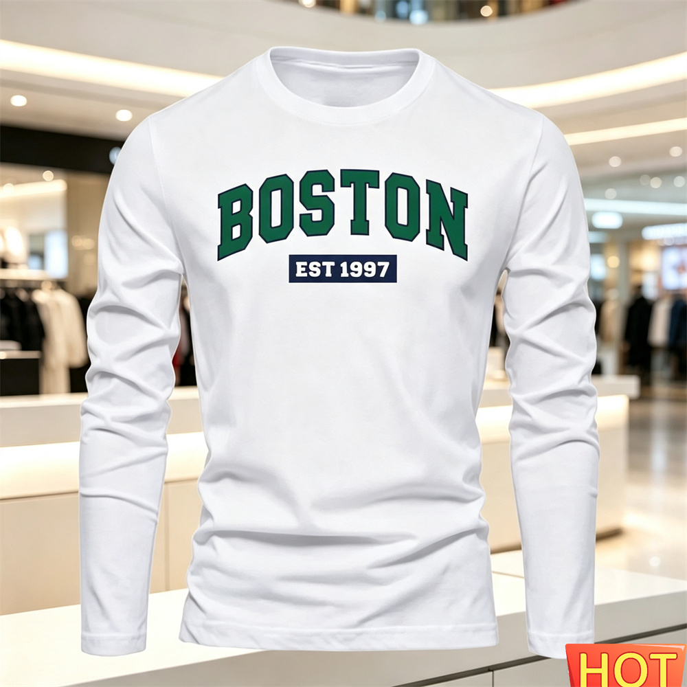 Summer Clothing Trends - 秋夏メンズ長袖 Tシャツレターパターンラウンドネック Tシャツ多用途 Tシャツファッション男性 y2k 服ルーズトップス