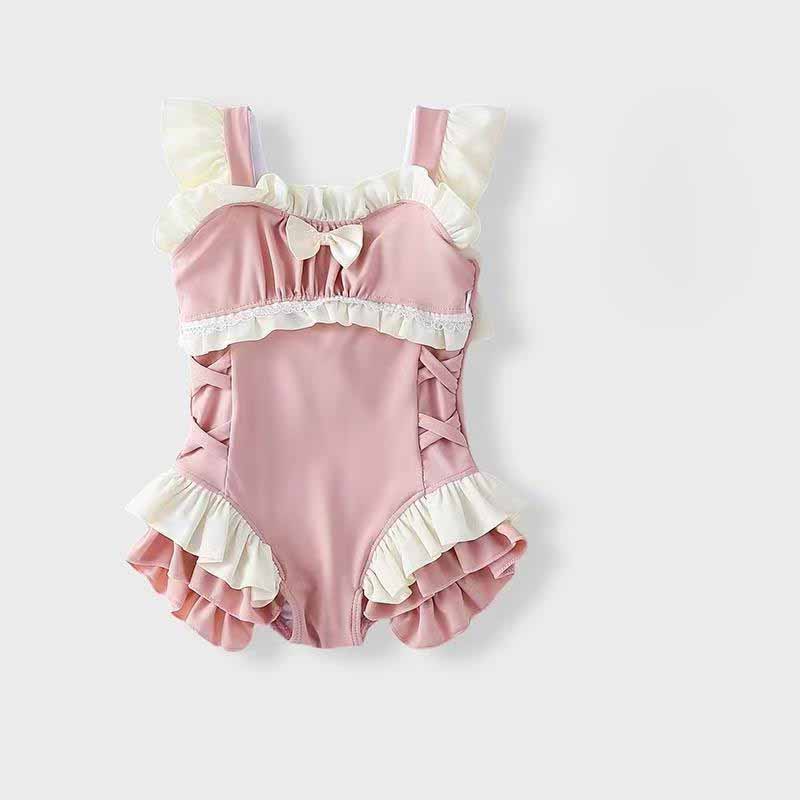 Summer Clothing Newborn - 女の赤ちゃん水着子供ファッションビキニ夏の新ワンピース水着子供ちょう結び水泳服カジュアル甘いビーチウェア