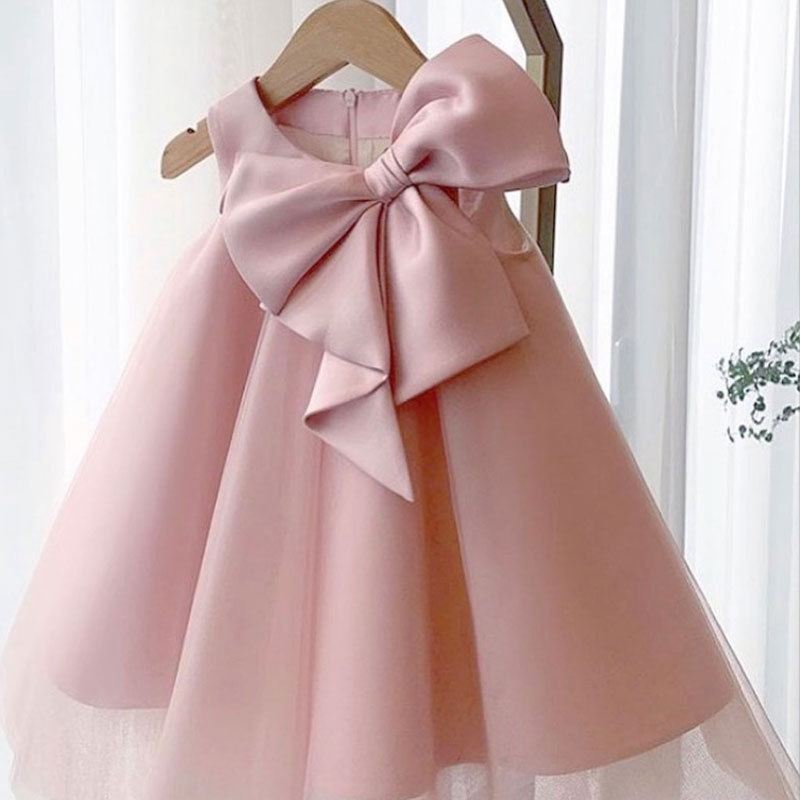Summer Clothing Newborn - 夏ビッグリボン女の赤ちゃんドレス 1st 誕生日パーティーウェディングドレスガールパーティープリンセスイブニングドレス子供女の子服