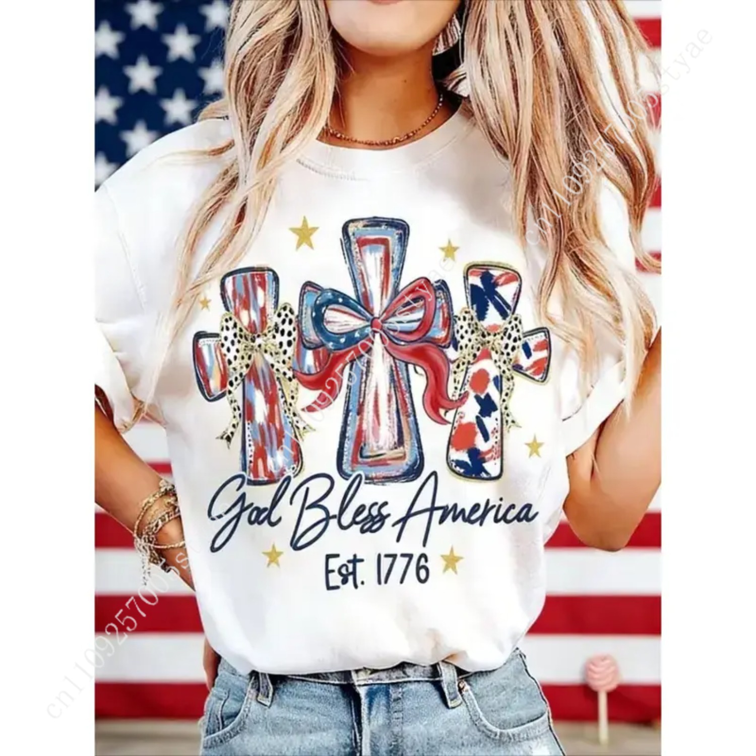 Summer Quilt - God Bless America 女性用 Tシャツ 250