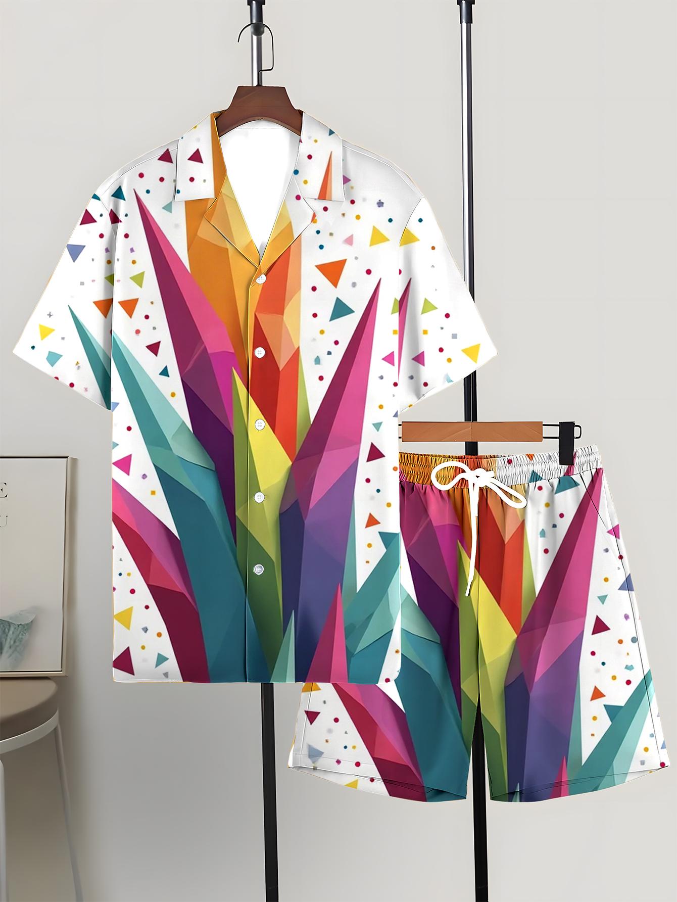 Summer Clothing Drip - メンズシャツセット 2026 春夏 セットアップ ツーピース ドリップ柄