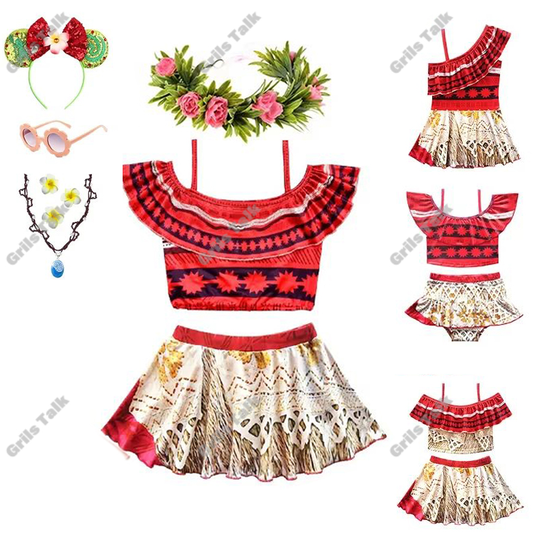 Summer Clothing For A Beach - 夏の妖精プリンセスモアナコスプレ水着女の子水着水着女の子ビーチビキニパーティー服子供バス服セット