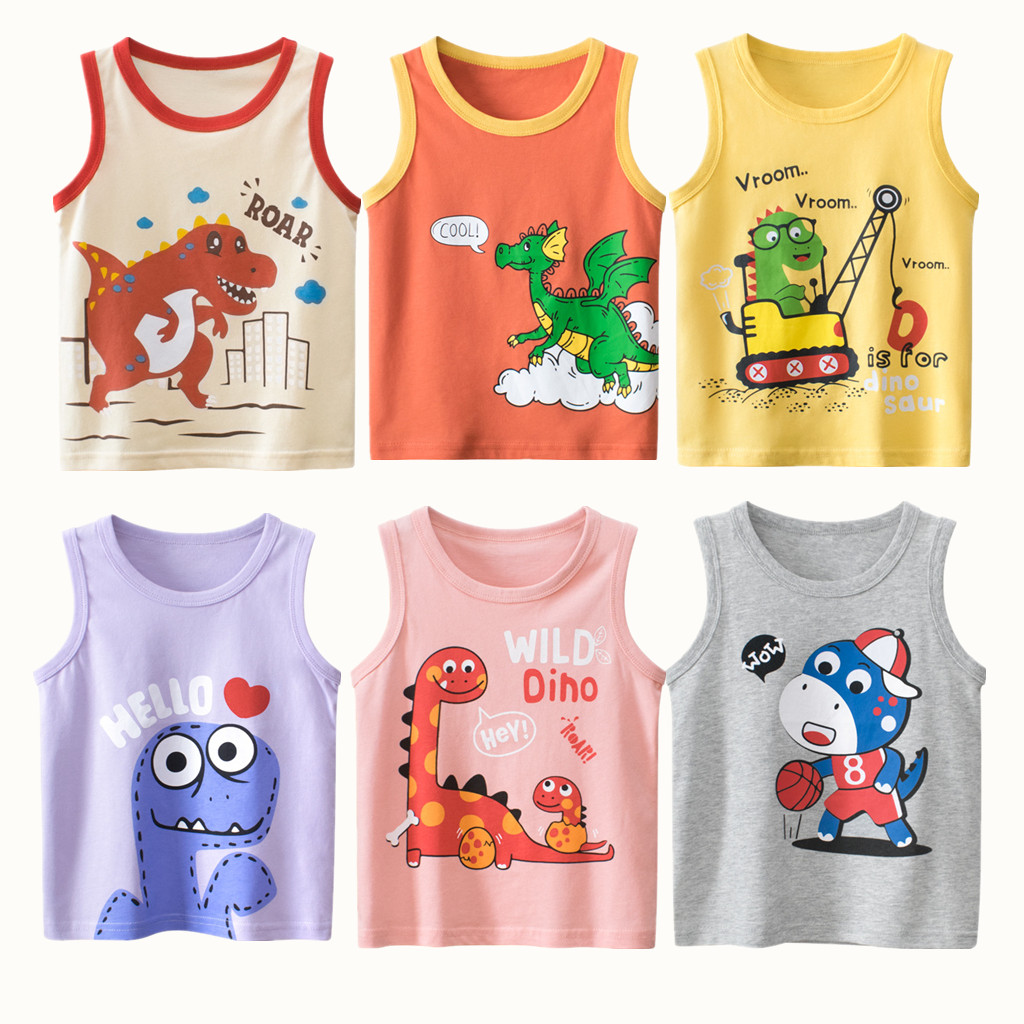 Summer Clothing Newborn - 子供用Tシャツ,男の子と女の子用のカジュアルスポーツウェア,綿2023,恐竜の漫画,ベビーファッション100%