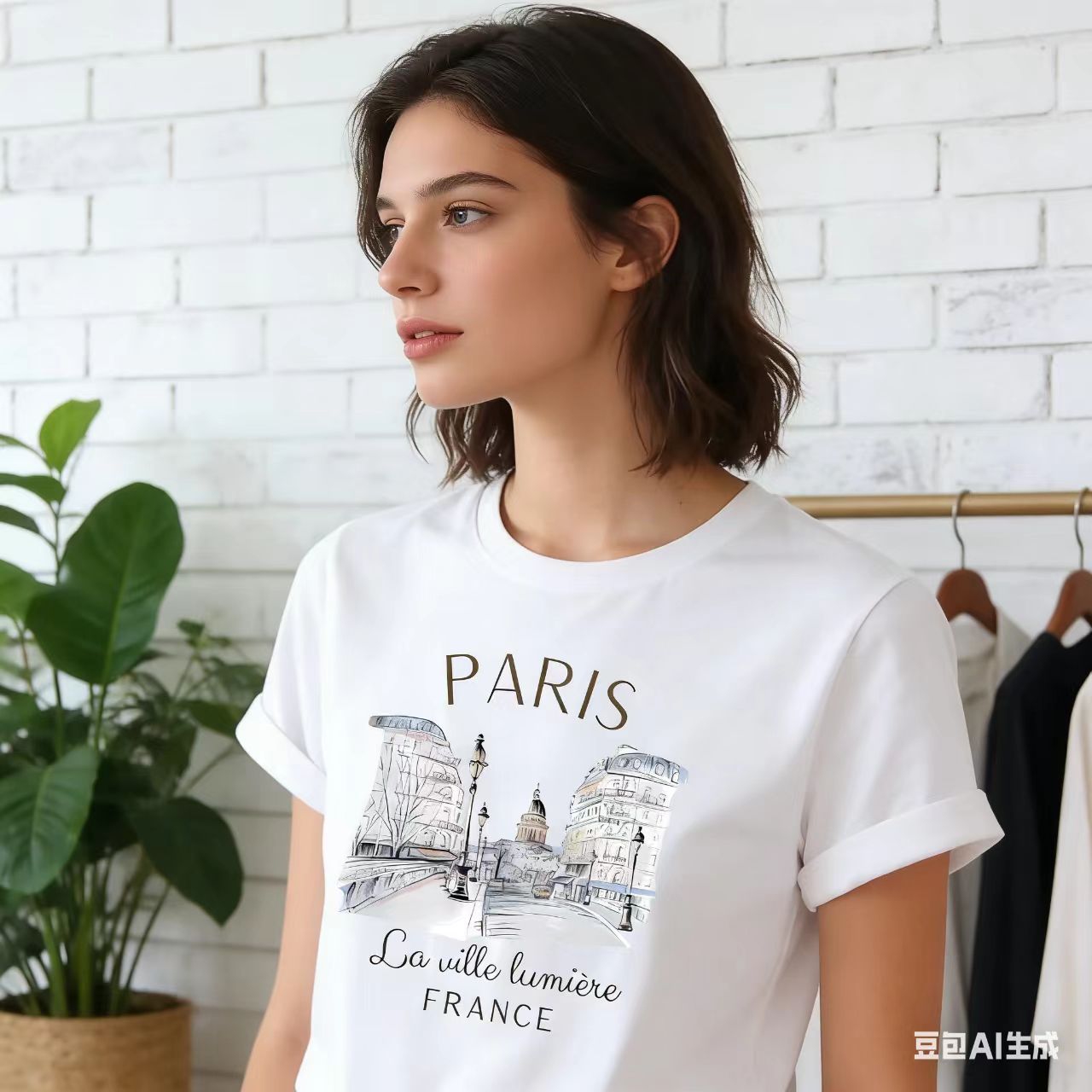 フランスパリ都市建築プリント白 90 年代 T シャツ婦人服 - Summer Clothing In Paris のレビューと価格