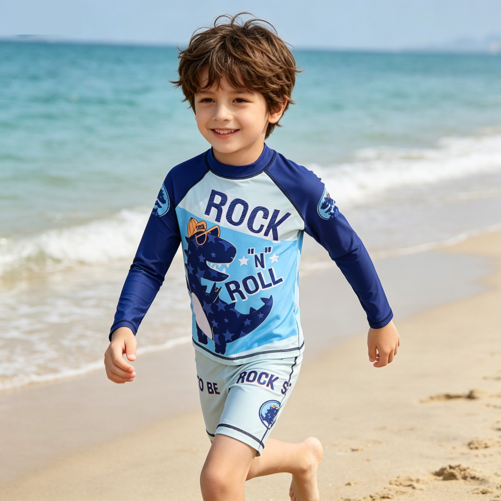 2 個キッズ長袖水着セット男の子女の子漫画ラッシュガード水着 - Rash Guard Long Sleeve のレビューと価格