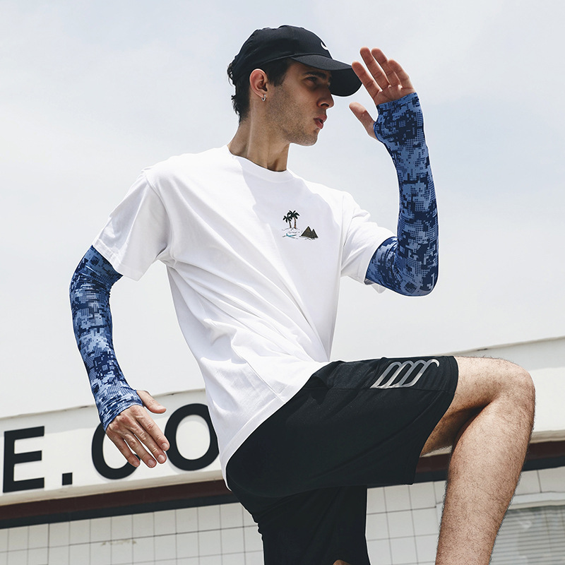 Uv ソーラーアームスリーブ男性夏迷彩アイスシルク長袖屋外釣 - Rash Guard Long Sleeve のレビューと価格