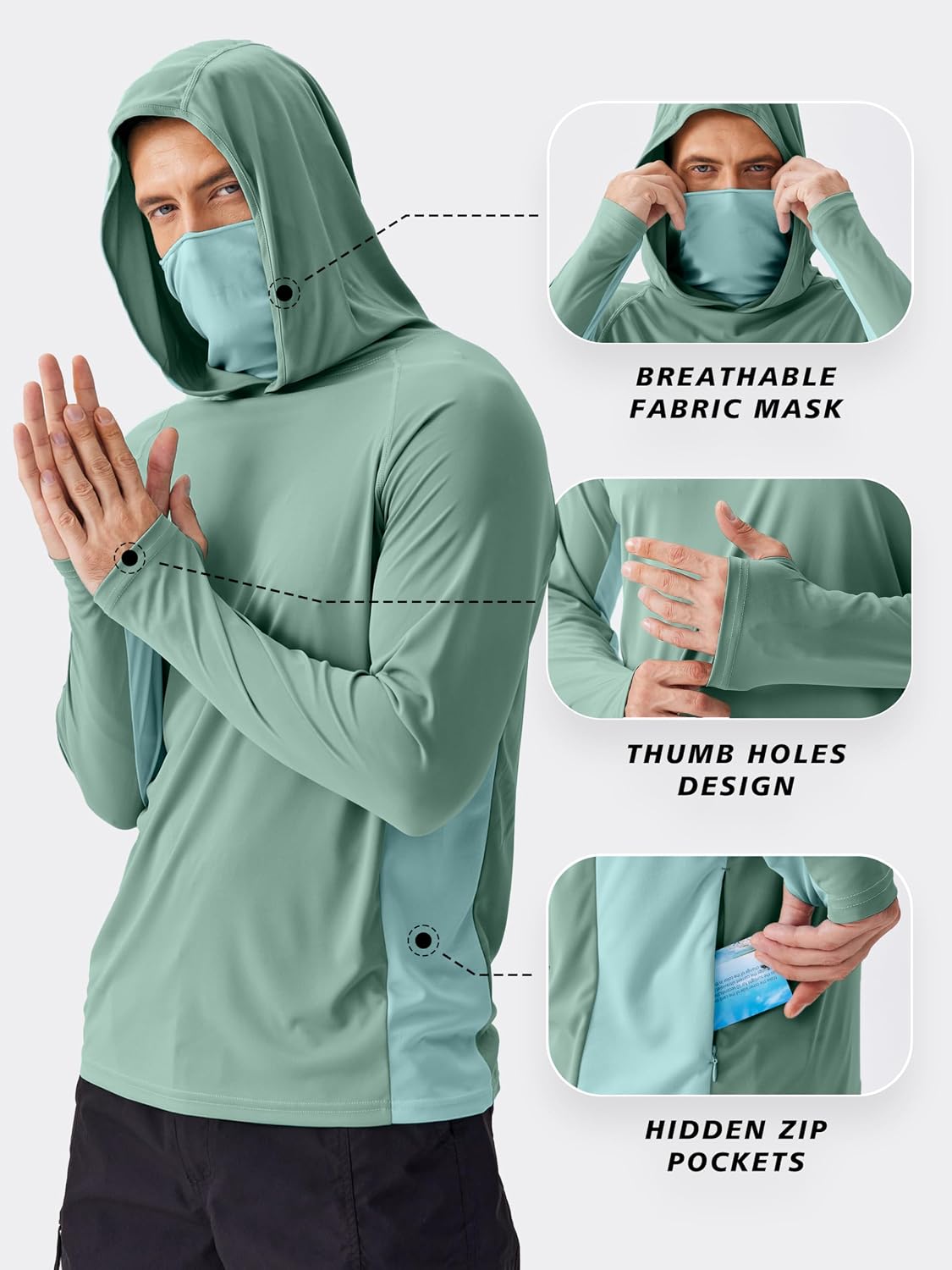 PINSPARK メンズ サンプロテクション フーディー マ - Rash Guard Long Sleeve のレビューと価格
