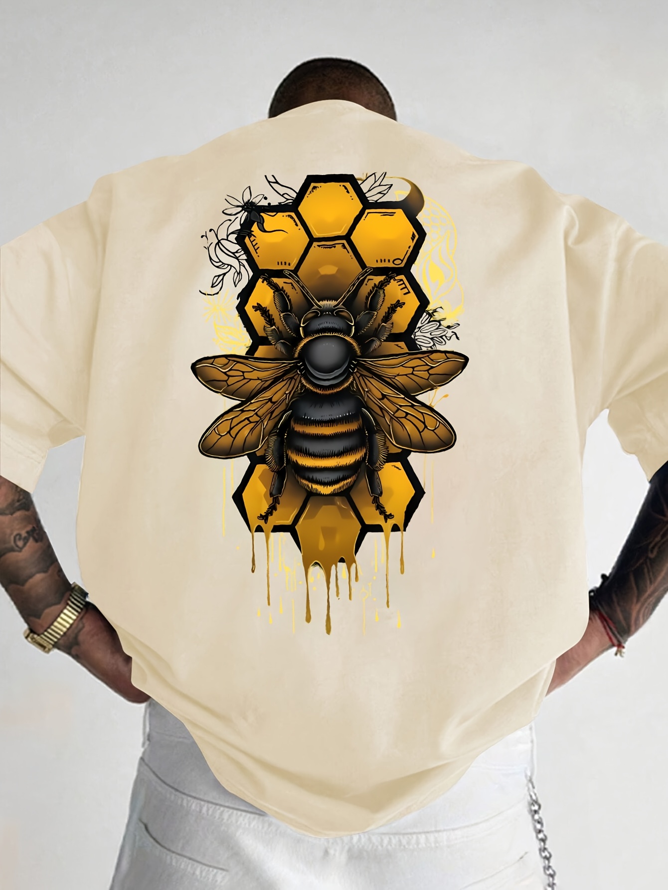 ハニカム蜂が蜂蜜を垂らすプリントメンズレディース Tシャツ夏 - Summer Clothing Drip のレビューと価格