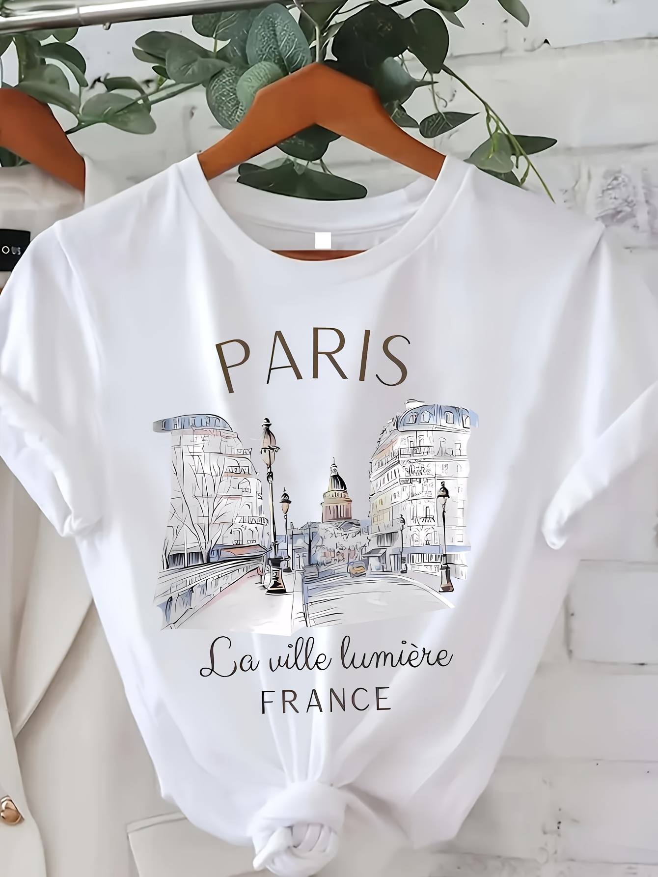 パリの女性用プリントTシャツ、女の子用半袖クルーネックカジュ - Summer Clothing In Paris のレビューと価格