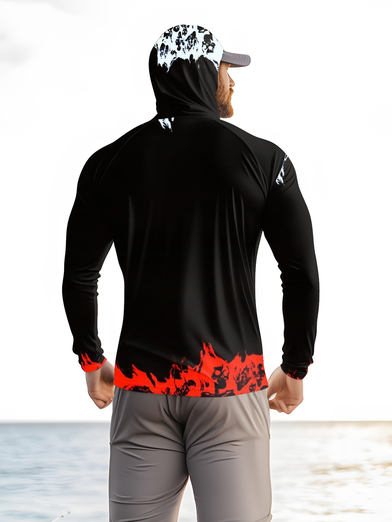 男性フード付き釣りシャツ長袖釣り服釣り t シャツ uv 保 - Rash Guard Long Sleeve のレビューと価格