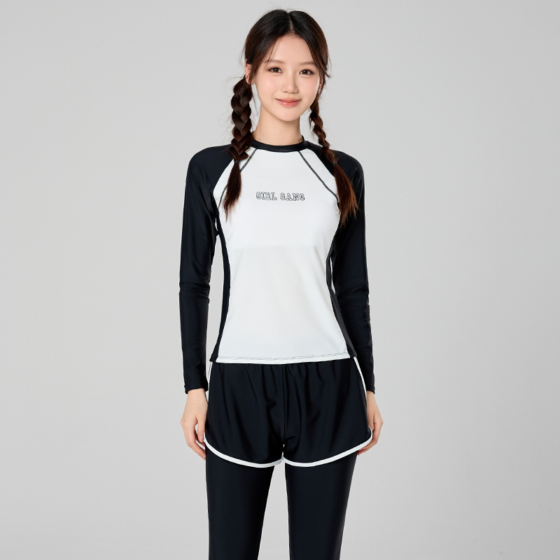 女の子用ラッシュガード水着 長袖水着 3ピース 子供用ビーチ - Rash Guard Long Sleeve のレビューと価格