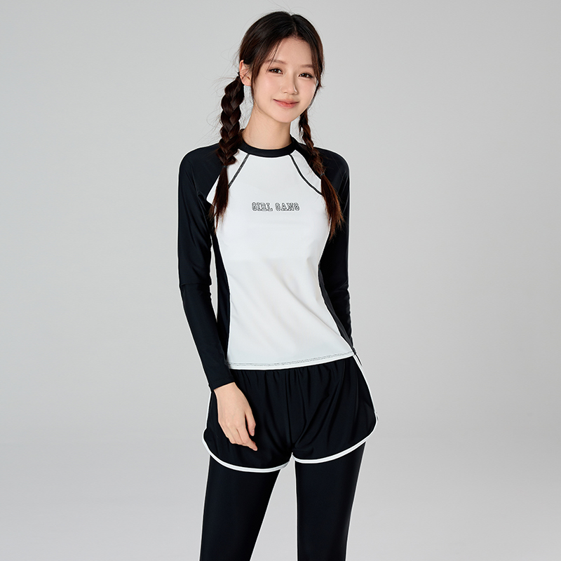 女の子用ラッシュガード水着 長袖水着 3ピース 子供用ビーチ - Rash Guard Long Sleeve のレビューと価格