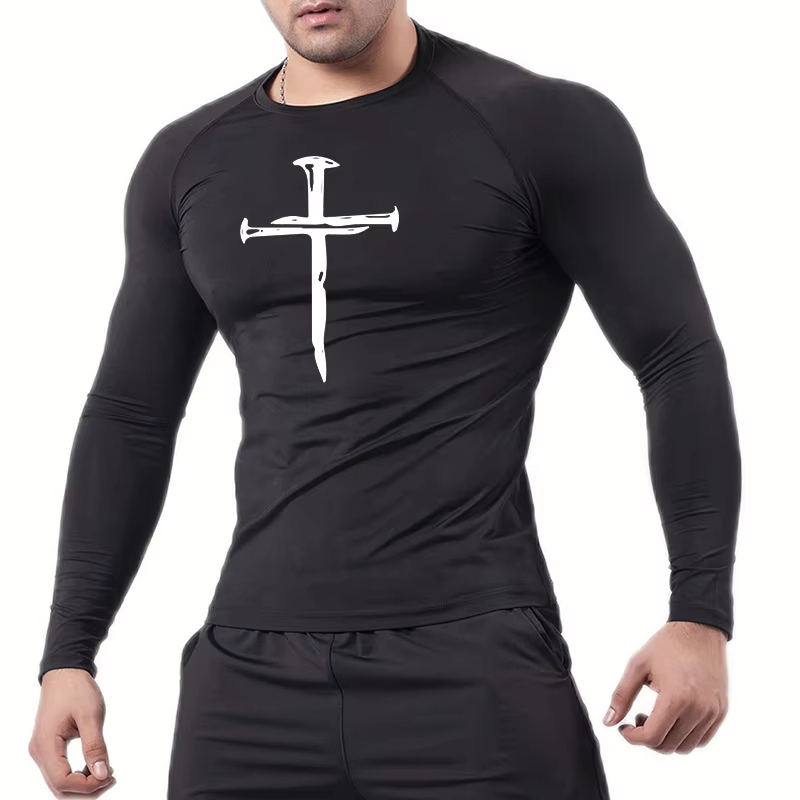 クリスチャンワークアウトコンプレッションシャツ グラフィック - Rash Guard Long Sleeve のレビューと価格