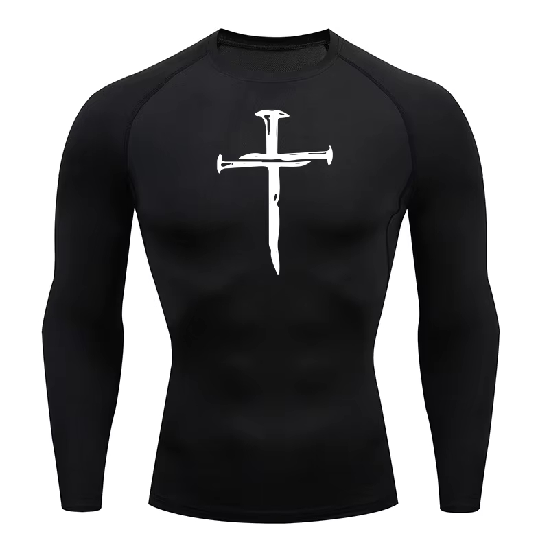 クリスチャンワークアウトコンプレッションシャツ グラフィック - Rash Guard Long Sleeve のレビューと価格