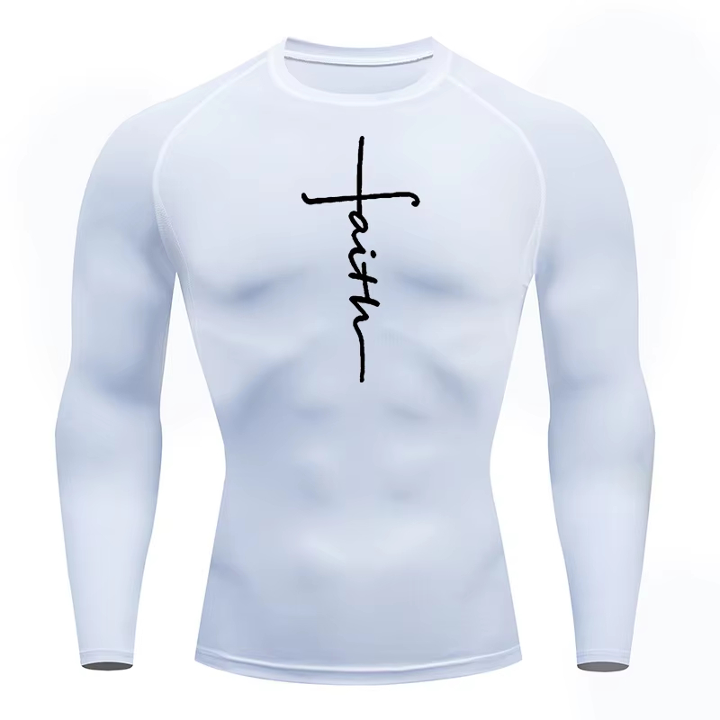 クリスチャンワークアウトコンプレッションシャツ グラフィック - Rash Guard Long Sleeve のレビューと価格