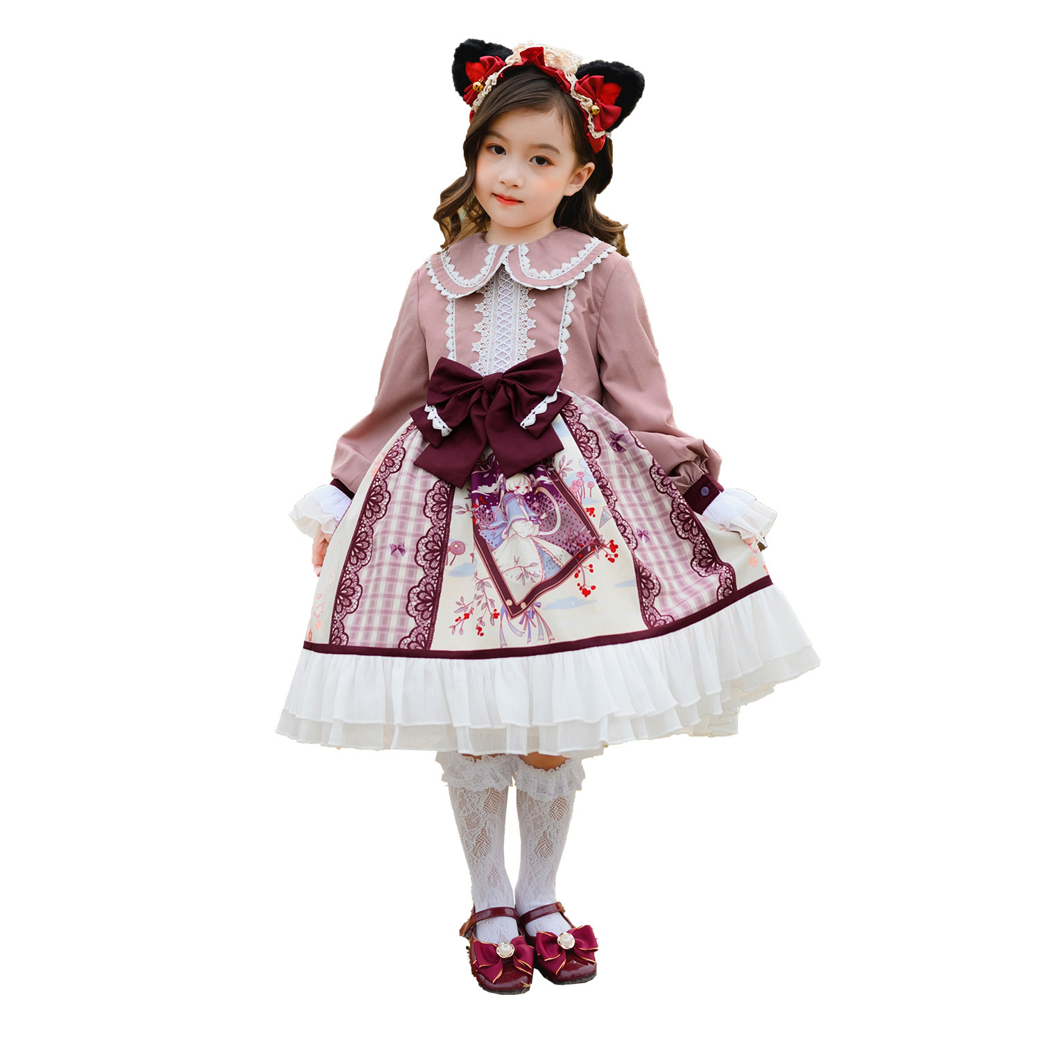 子供用ロリータ服長袖プリンセスドレス春夏フルセットドレスロリ - Summer Clothing Set For Girls のレビューと価格