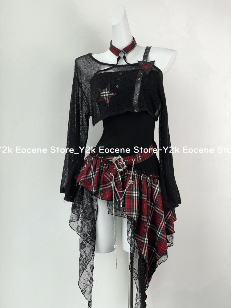 2000 年代 Y2K スパイシーガールデザイン不規則なセッ - Summer Clothing Set For Girls のレビューと価格