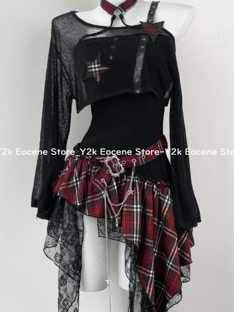 2000 年代 Y2K スパイシーガールデザイン不規則なセッ - Summer Clothing Set For Girls のレビューと価格
