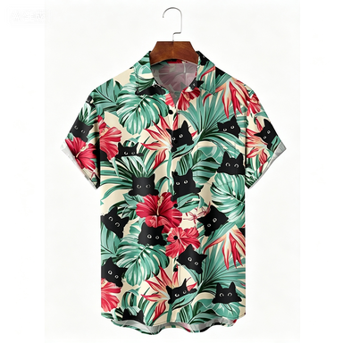 おしゃれなハワイアンホリデービーチフラワーキャットシャツ20 - Summer Clothing For A Beach のレビューと価格