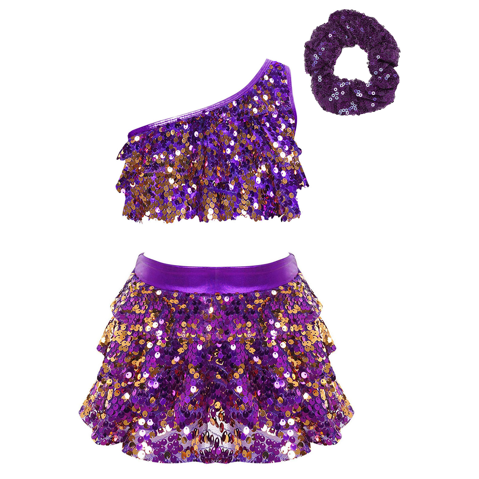 キッズガールズ光沢のあるスパンコールラテンジャズダンス衣装パ - Summer Clothing Set For Girls のレビューと価格